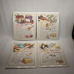 Vintage 1995 Flying Colors Recipe Prints Diedre Madsen Kitchen Wall Art Set of 4